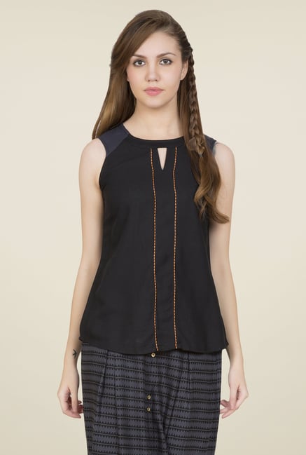 Desi Belle Black Solid Top Desi Belle Black Solid Top