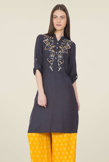 Desi Belle Navy Embroidered Kurti Desi Belle Navy Embroidered Kurti