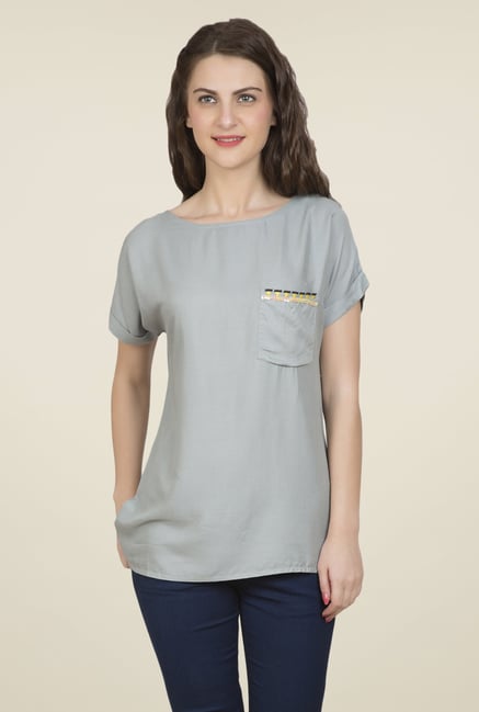 Desi Belle Grey Solid Top Desi Belle Grey Solid Top
