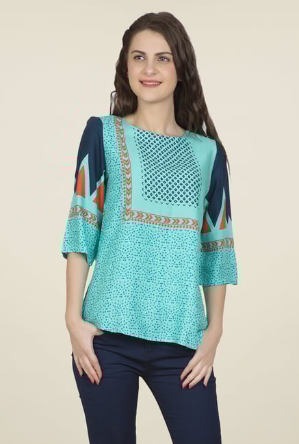 Desi Belle Turquoise Printed Top Desi Belle Turquoise Printed Top