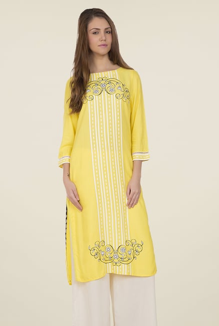 Desi Belle Yellow Printed Kurti Desi Belle Yellow Printed Kurti