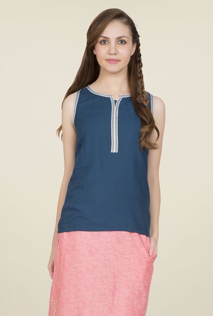 Desi Belle Blue Solid Top Desi Belle Blue Solid Top
