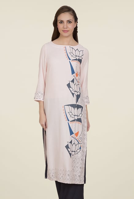Desi Belle Light Pink Printed Kurti Desi Belle Light Pink Printed Kurti