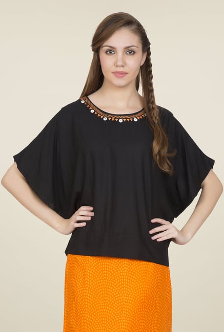 Desi Belle Black Solid Top Desi Belle Black Solid Top
