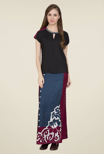 Desi Belle Blue Printed Skirt Desi Belle Blue Printed Skirt