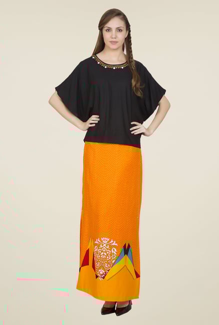 Desi Belle Orange Printed Skirt Desi Belle Orange Printed Skirt