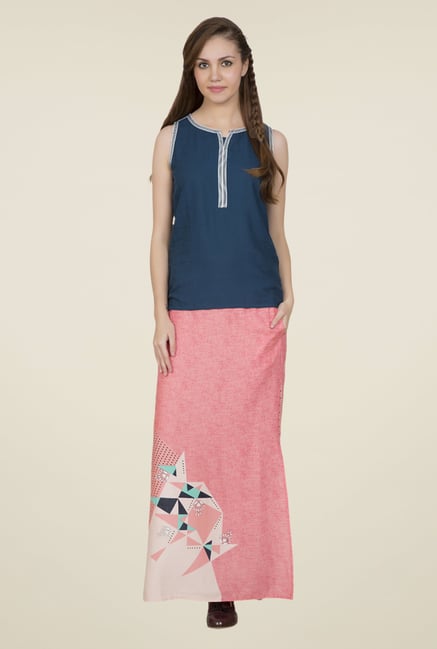 Desi Belle Pink Printed Skirt Desi Belle Pink Printed Skirt