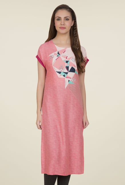 Desi Belle Pink Printed Kurti Desi Belle Pink Printed Kurti