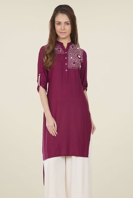 Desi Belle Purple Embroidered Kurti Desi Belle Purple Embroidered Kurti