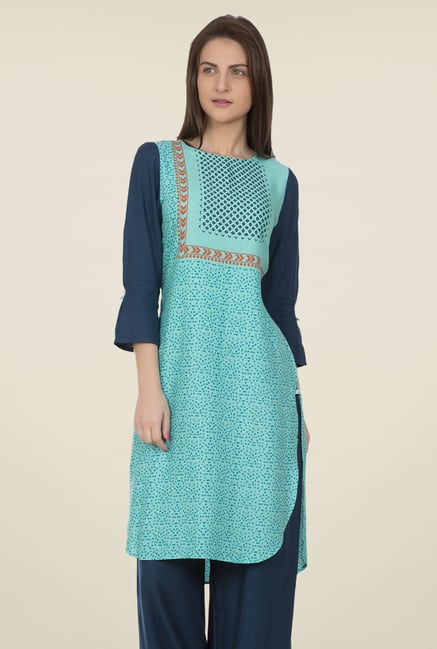 Desi Belle Turquoise Printed Kurti Desi Belle Turquoise Printed Kurti