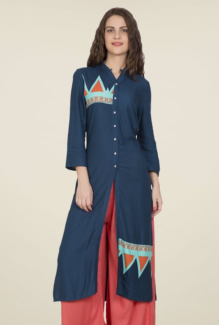Desi Belle Teal Printed Kurti Desi Belle Teal Printed Kurti