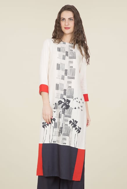 Desi Belle Off White Printed Kurti Desi Belle Off White Printed Kurti