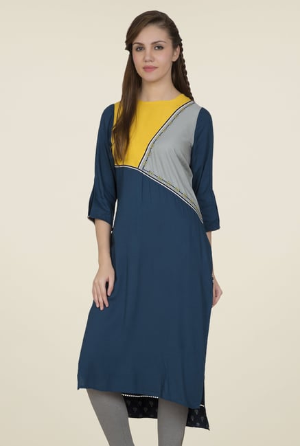 Desi Belle Blue Embroidered Kurti Desi Belle Blue Embroidered Kurti
