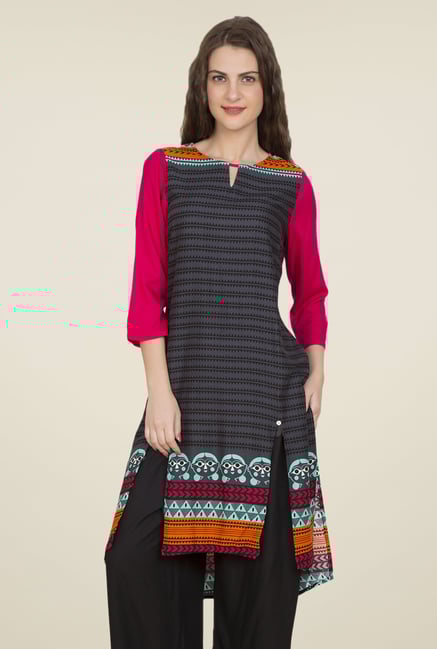 Desi Belle Dark Grey Printed Kurti Desi Belle Dark Grey Printed Kurti