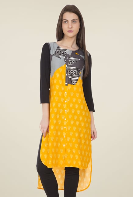 Desi Belle Yellow Printed Kurti Desi Belle Yellow Printed Kurti
