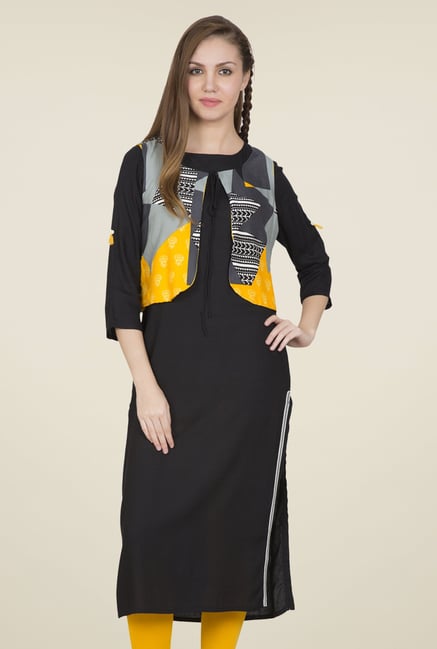 Desi Belle Black Solid Kurti Desi Belle Black Solid Kurti