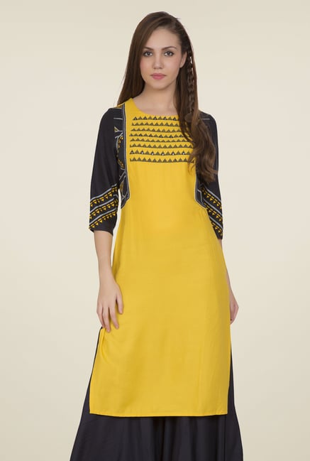 Desi Belle Yellow Printed Kurti Desi Belle Yellow Printed Kurti
