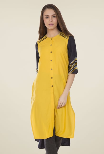 Desi Belle Yellow Solid Kurti Desi Belle Yellow Solid Kurti