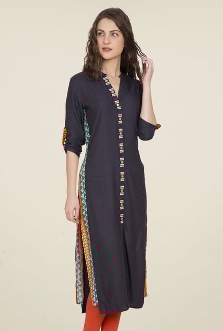 Desi Belle Navy Embroidered Kurti Desi Belle Navy Embroidered Kurti