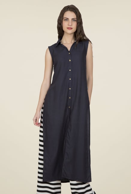 Desi Belle Navy Solid Kurti Desi Belle Navy Solid Kurti