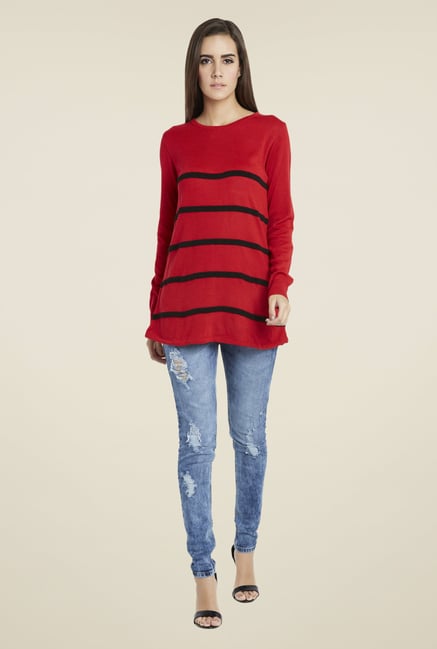 Globus Red Striped Pullover Globus Red Striped Pullover