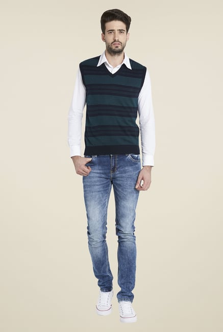 Globus Teal Striped Sweater Globus Teal Striped Sweater