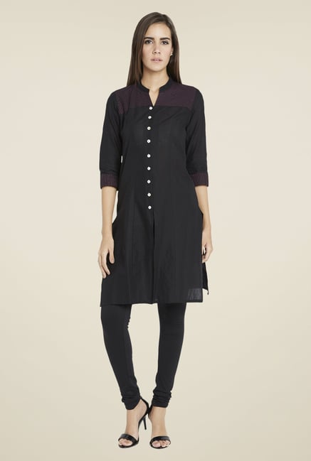 Globus Black Solid Kurti Globus Black Solid Kurti