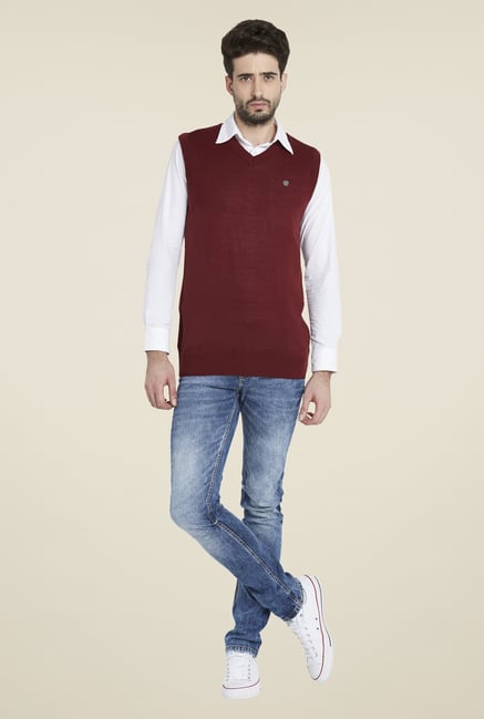 Globus Maroon Solid Sweater Globus Maroon Solid Sweater