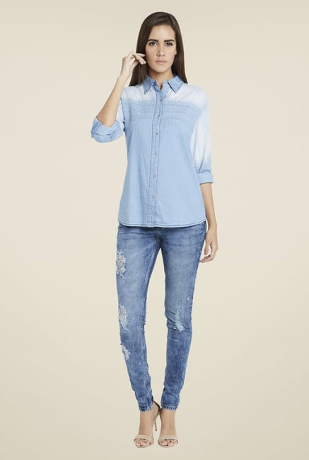 Globus Blue Embroidered Shirt Globus Blue Embroidered Shirt