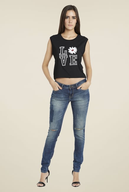 Globus Black Graphic Print Top Globus Black Graphic Print Top