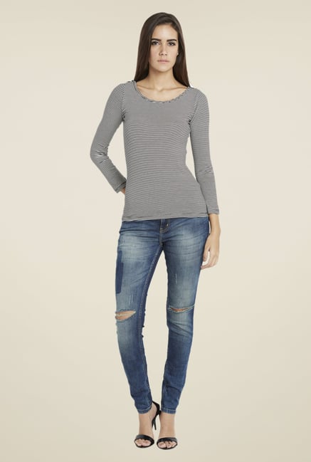 Globus Black Striped Full Sleeves Top Globus Black Striped Full Sleeves Top
