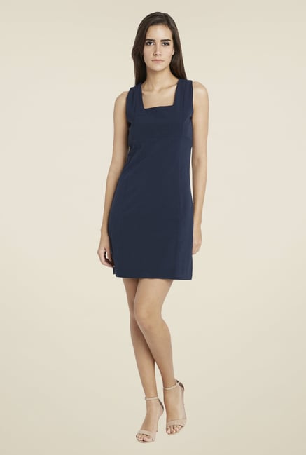 Globus Navy Solid Dress Globus Navy Solid Dress