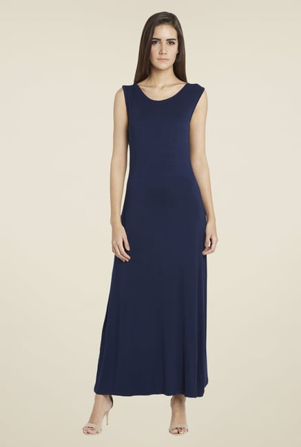 Globus Navy Solid Dress Globus Navy Solid Dress