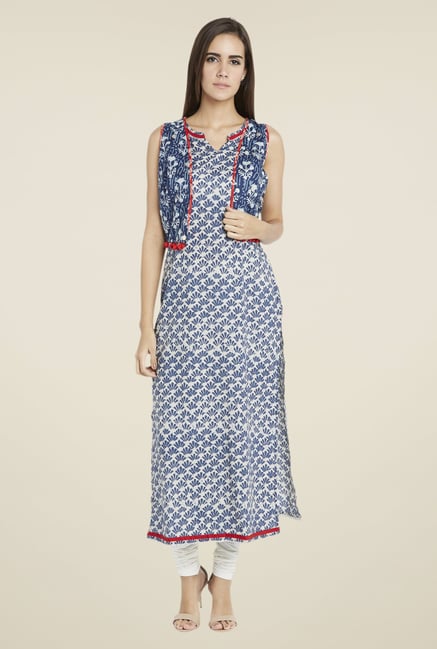 Globus Blue Printed Kurta Globus Blue Printed Kurta