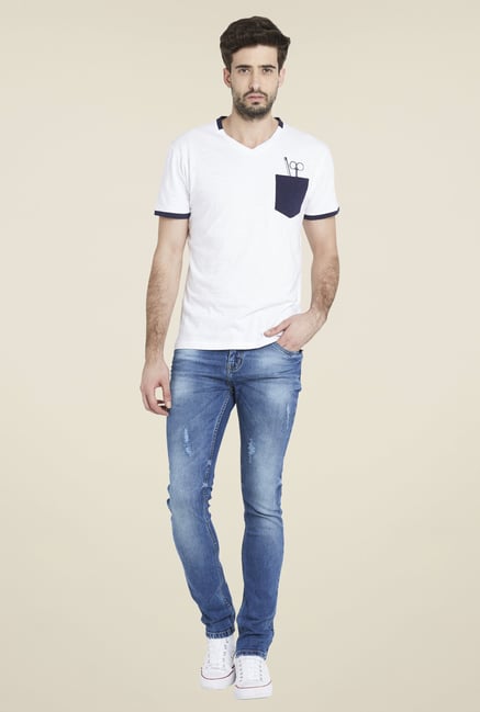 Globus White Trendy Solid T Shirt Globus White Trendy Solid T Shirt