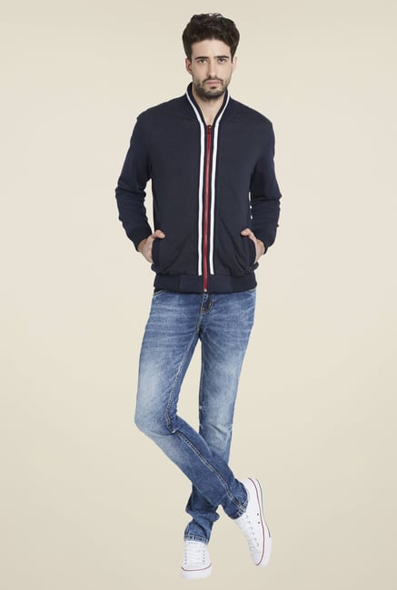Globus Navy Blue Solid Jacket Globus Navy Blue Solid Jacket