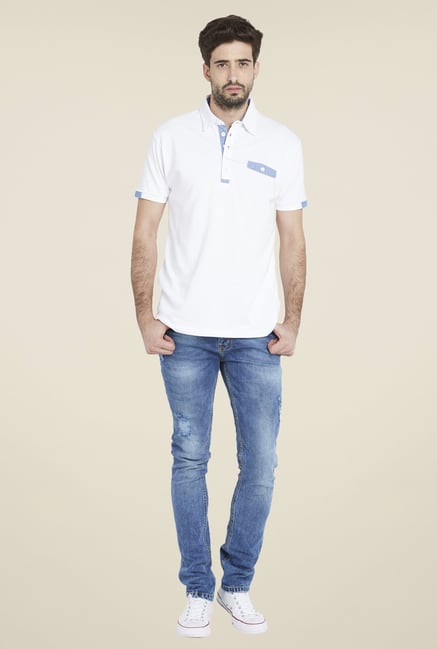 Globus White Trendy Solid Short Sleeve T Shirt Globus White Trendy Solid Short Sleeve T Shirt