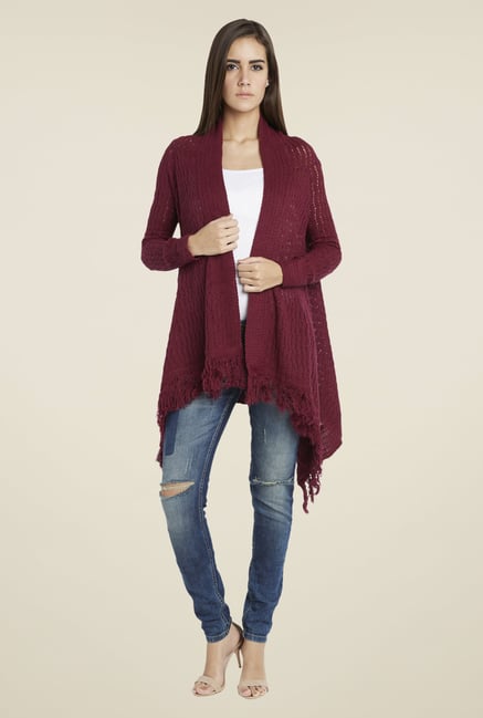 Globus Maroon Crochet Shrug Globus Maroon Crochet Shrug