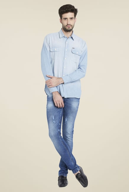Globus Blue Solid Shirt Globus Blue Solid Shirt