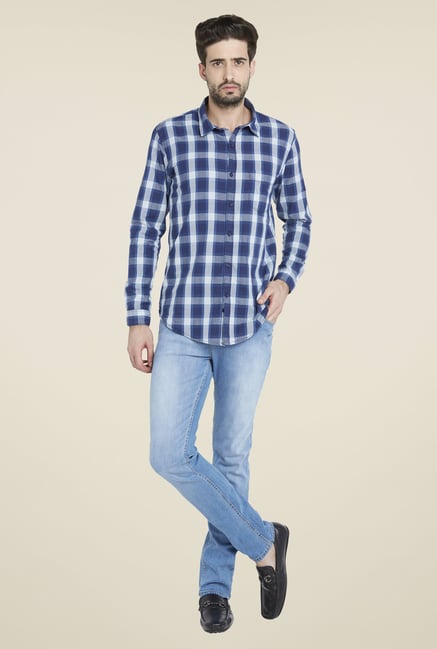 Globus Blue Stylish Checks Shirt Globus Blue Stylish Checks Shirt