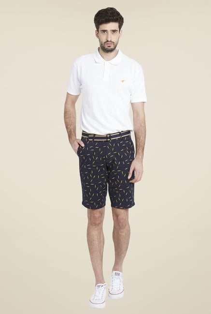 Globus Navy Knee Length Printed Shorts Globus Navy Knee Length Printed Shorts