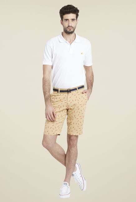 Globus Beige Smart Printed Shorts Globus Beige Smart Printed Shorts
