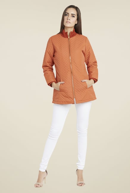 Globus Orange Trendy Quilted Jacket Globus Orange Trendy Quilted Jacket