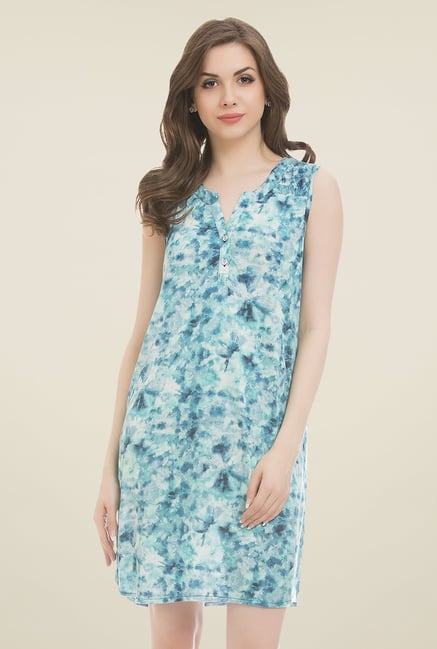 Clovia Blue Printed Nighty Clovia Blue Printed Nighty