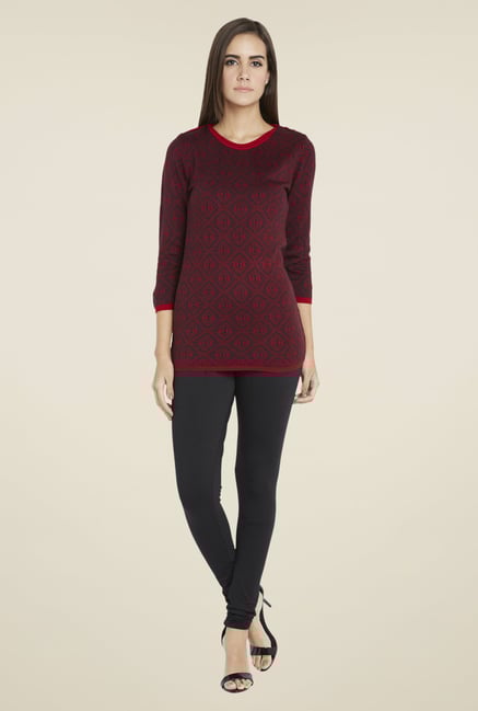 Globus Red Printed Chic Top Globus Red Printed Chic Top