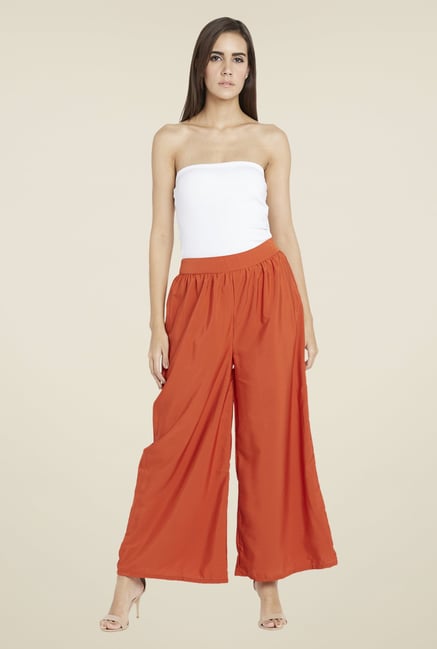 Globus Orange Solid Palazzos Globus Orange Solid Palazzos