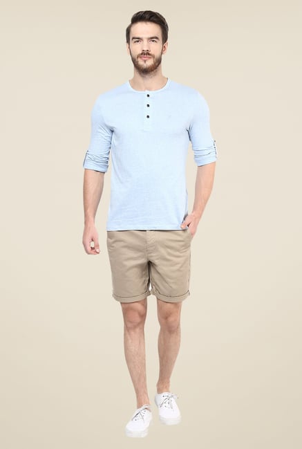 celio* Sky Blue Solid T Shirt celio* Sky Blue Solid T Shirt