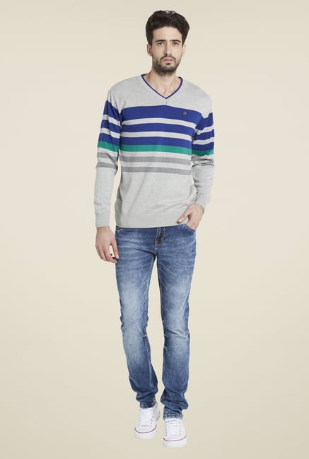 Globus Grey Striped Pullover Globus Grey Striped Pullover