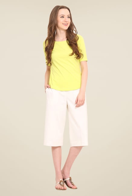 Saiesta Solid White Culotte Capri Saiesta Solid White Culotte Capri