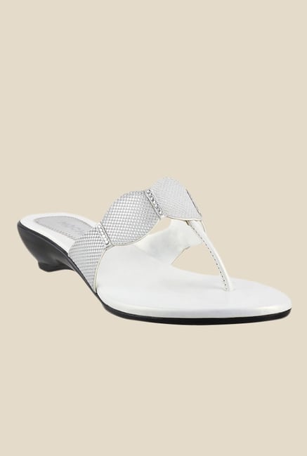 Mochi White & Silver T-Strap Wedges Mochi White & Silver T-Strap Wedges